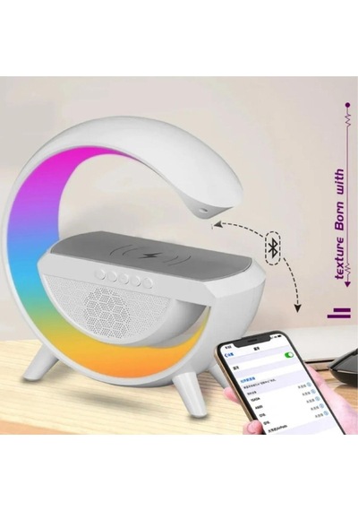 Şarj Özellikli Masa Lambası Kablosuz Gece Lambası 3-in1 Gökkuşağı Model Bluetooth Hoparlör