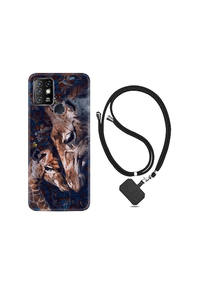 Infinix Hot 10 Kılıf Boyun Askılı Flowers Giraffe 1338