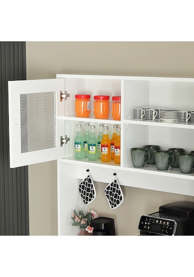 Pasific Home Grano Kahve Köşesi Çok Amaçlı Kiler Dolabı, 96 cm, Parlak Beyaz
