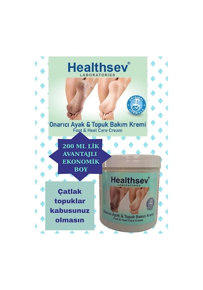 Healthsev Onarıcı Ayak Bakım ve Topuk Çatlak Kremi 200 ML