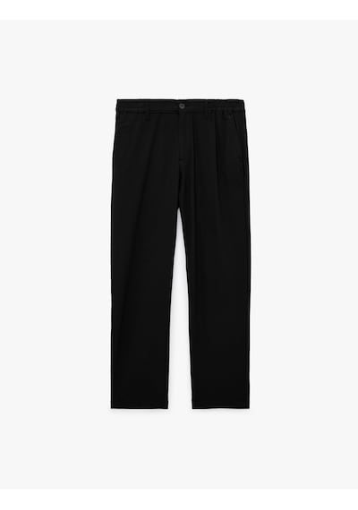 Koton Viskon Karışımlı Cepli Beli Lastikli Düğmeli Slim Fit Pileli Kumaş Pantolon Siyah 7wam40082nw Koton Viskon Karışımlı Cepli Beli Lastikli Düğmeli Slim Fit Pileli Kumaş Pantolon Siyah 7wam40082nw