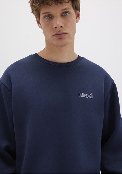 Mavi - Mavi Logo Baskılı Lacivert Sweatshirt 0s10379-70488
