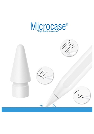 Microcase 2in1 Set Apple 1-2 Nesil Pencil Usb-c Pro İle Uyumlu Yedek Uç 4 Adet + Stylus Pen Kılıfı -al5404 Beyaz