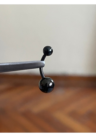 Siyah Renk Ultraliğht 10 Mm Düz Titanyum Göbek Piercingi Gümüş