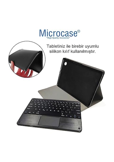 Microcase Samsung Galaxy Tab S10 Lite Uyumlu Bluetooth Touchpad Klavye+bluetooth Mouse+standlı Kılıf-bkk7 Tablet Kılıfı