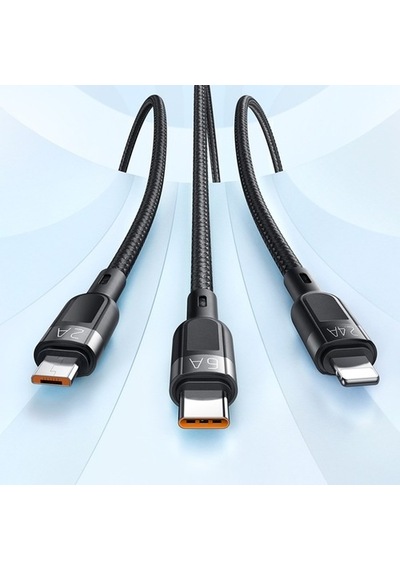 Mcdodo 3In1 65W Lightning/Type C/Micro Usb Şarj Kablosu 1.2 Metre