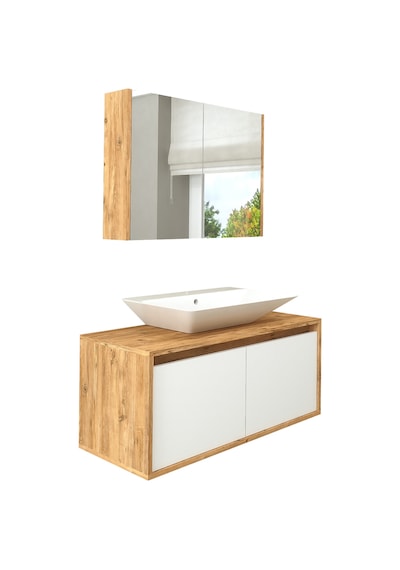 Banos Roomart Ayaksız 2 Kapaklı Lavabolu Ahşap-Mat Beyaz Mdf 1... Beyaz