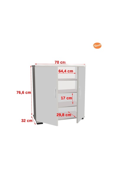 Ayakkabılık 2 Kapaklı Ayakkabı Dolabı Raflı Ceviz