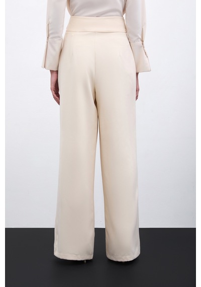 Sateen Bel Detaylı Pantolon - Bej-134205 Bej