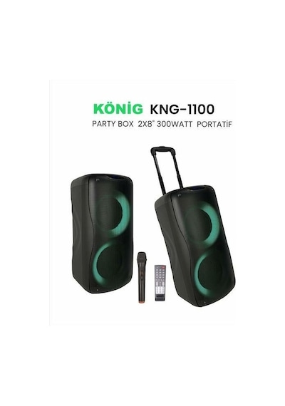 König Kng-1100 2x20 Cm 300 Watt Uhf Kablosuz El Mikrofonlu Aktif Kabin Hoparlör