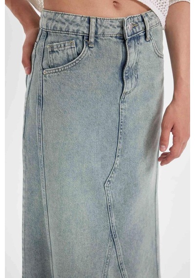 Defacto Fashion Fit Cepli Jean Maxi Etek D4420AX24AUNM85 İndigo