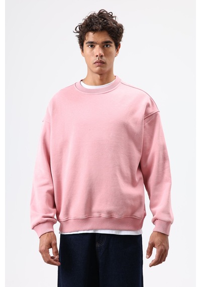 Vamos Basic Oversize Yıkamalı Sweatshirt Somon