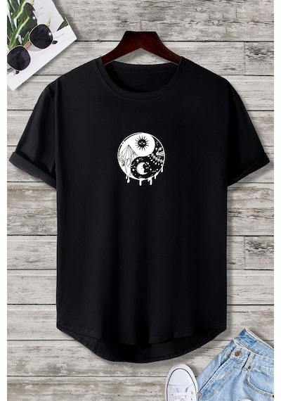 Uyguntarz Unisex Ying&yang Tasarım Tshirt Siyah