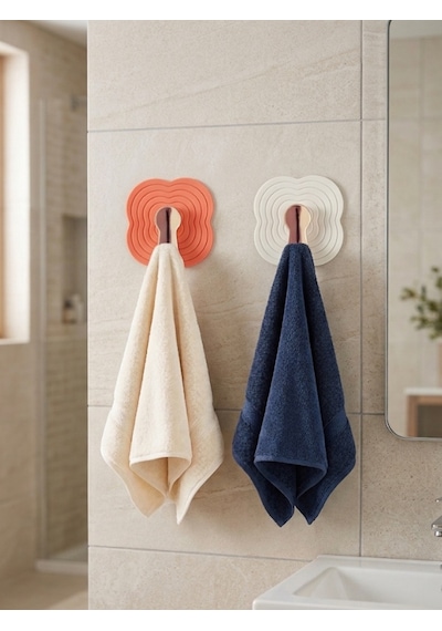 Mucit Home 2 Adet Bronz Detaylı Havlu Askısı Kendinden Yapışkanlı Banyo Askısı Kapı Arkası Askılık Renkli