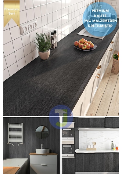 Technojet Kendinden Yapışkanlı Dokulu Balıksırtı Desen Premium Mutfak Duvar Dolap Kaplama 60cmx500cm
