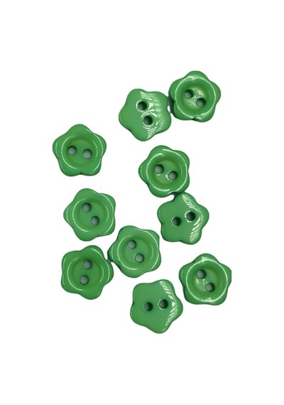 10 Adet 10 mm Çiçek Düğme Yeşil