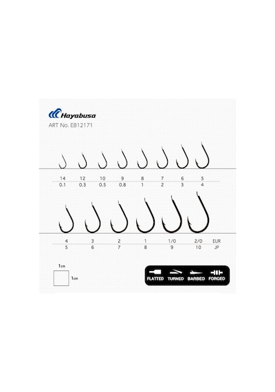 Hayabusa Hchn 121 Kısa Gövde Dövme Olta İğnesi 15li Paket Black Nikel - No-8 8 Numara