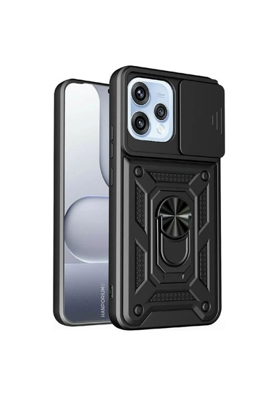 Oppo Reno 15 Fs Uyumlu Tank Kılıf - Yüzüklü Standlı Extra Koruma Zırhlı Outdoor Kapak - Siyah Siyah