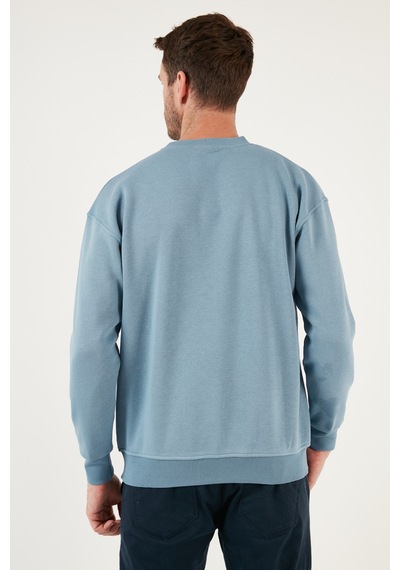 Buratti Regular Fit Bisiklet Yaka Pamuklu Içi Tüylü Yumuşak Şardonlu Erkek Sweat 5905255 Mavi