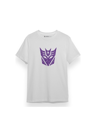 Transformers Decepticons Logo Beyaz Kısa Kol Erkek Tshirt 001