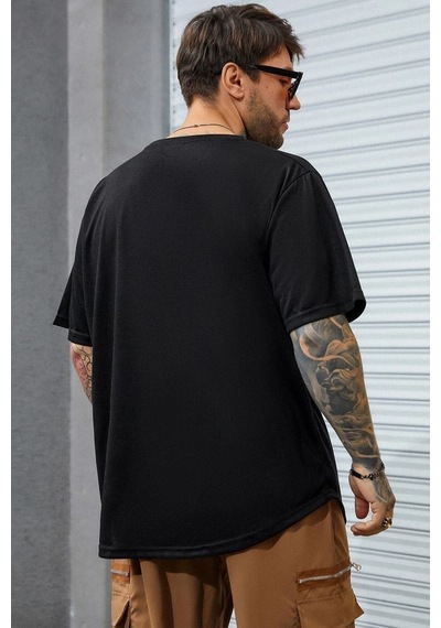 Flood Of Style Unisex Aleman Rapero Baskılı T-shirt Siyah