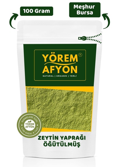 Yörem Afyon Bursa Gemlik Yöresinden Katkısız Taze Çekim Öğütülmüş Toz Zeytin Yaprağı Olea Europaea 100gr.
