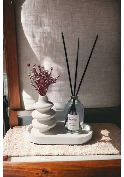 Dekoratif Beton Makaron Mini Vazo Fresh Soft Oda Kokusu Set Stantlı