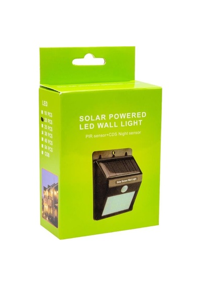 Powermaster Pm-4528 Solar Sensörlü Duvar Tipi 20 Ledli Beyaz Led Aplik Şeffaf