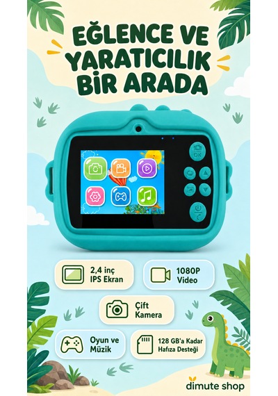 Dimute Shop CMR90 Çocuklar İçin Anında Baskılı 1080p Çift Kameralı Mini Dijital Kamera
