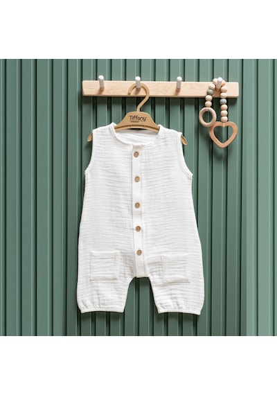 Tiffany Baby & Kids Tiffany Baby Müslin Theme Kısa Atlet Tulum 26023 Ekru