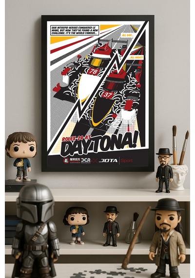 Formula 1 Daytona Siyah Ahşap Çerçeveli Poster, Spor Araba Yarış Duvar Tablosu
