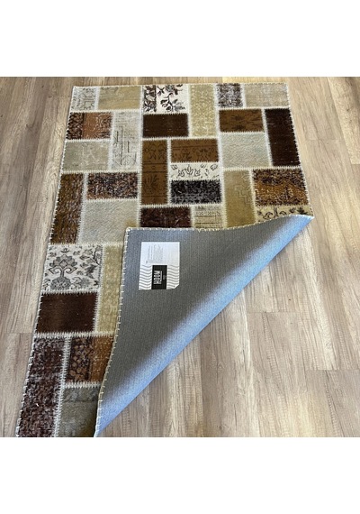Hoom Rugs Patchwork Kahve Kutulu El Dokuma Kilim Kahve