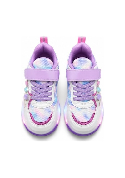 Patenli Işıklı Cırtlı Çocuk Sneaker Ayakkabı Lila Beyaz 30-37 Beyaz - Mor