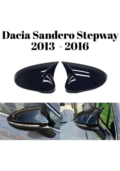 Dacia Sandero Stepway 2013 2014 2015 2016 Uyumlu Yarasa Batman Ayna Kapağı Takımı Parlak Siyah