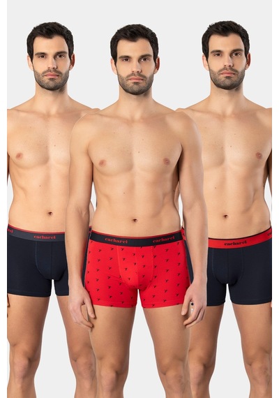 Cacharel Erkek Desenli Likralı Boxer 3'lü Paket 1339/lacivert 5 Lacivert