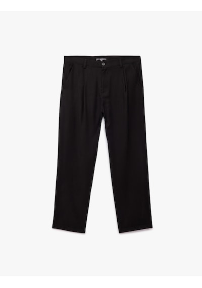 Koton Oversize Viskon Cep Detaylı Rayon Pileli Kumaş Yazlık Pantolon Siyah 5sam40164hw Siyah