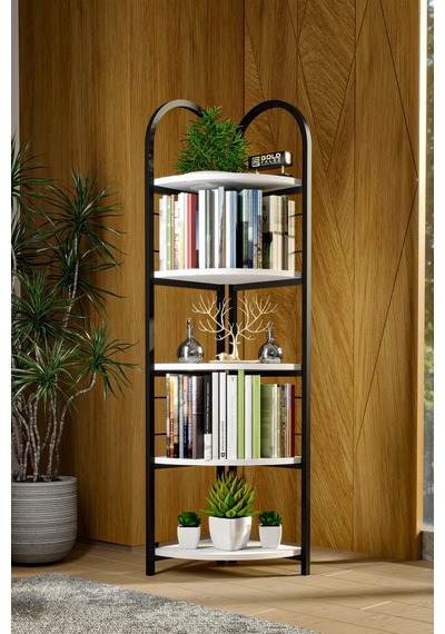 Metal Köşe Kitaplığı Beyaz 150 Cm Çok Renkli