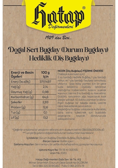 Hatap Değirmenleri Hediklik Buğday 500 G