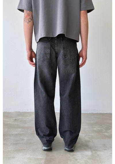 Flaw Çizgili Regular Jean-29104 Siyah