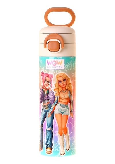 Wow Generation 520 Ml Star Desenli Pembe - Mor Kız Çocuk Çelik Termos Matara Çift İçim Kilitli Kapak - W6037