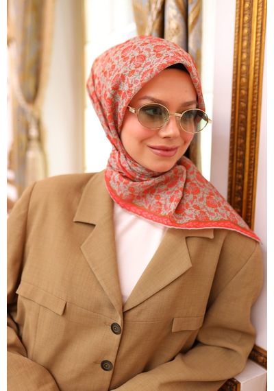 Silk Home Soft Eşarp 73077-23 Parlak Turuncu, Gri, Pembe