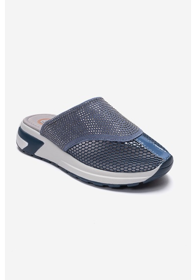 Luvishoes Glea Mavi Taşlı Burnu Kapalı Kadın Terlik