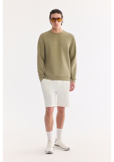 Avva Erkek Haki Bisiklet Yaka Pamuklu Kolay Ütülenen Sbi-stretch Regular Fit Sweatshirt A61y1205