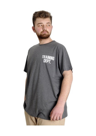 Mode Xl Büyük Beden Erkek T-Shirt Traınıng Dept 23128 Antramelanj 001