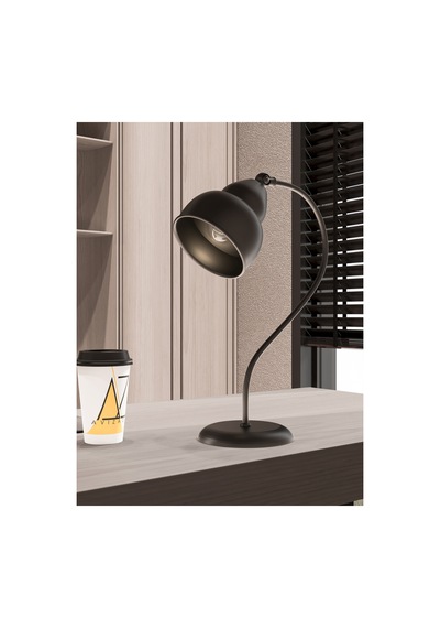 Lunera Siyah Metal Elektrikli Masa Lambası Ayarlanabilir Başlıklı Modern Dekoratif Masa Lambası, Çalışma Ve Komodin Lambası, Salon Aydınlatması, E27 Duy Uyumlu