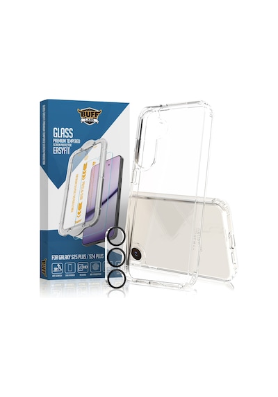 Buff Galaxy Uyumlu  S24 Plus Avantaj Paket - Glass Ekran Koruyucu + Şeffaf Kılıf + Lens Koruyucu