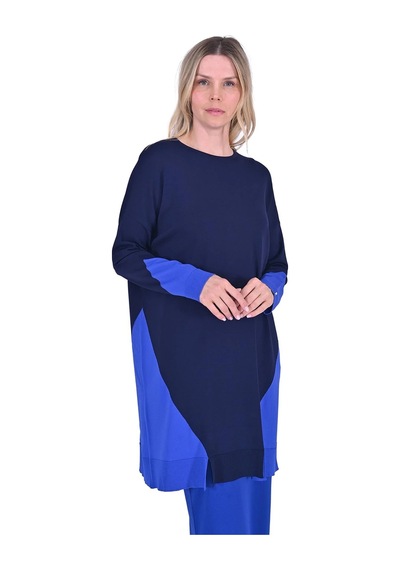 Invee İnvee Gometrik Triko Tunik Lacivert 6972