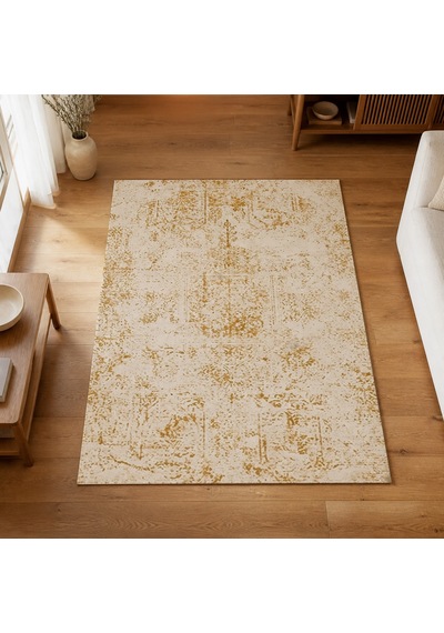 Kartela Halı Sina Halı Jüt Taban Dokuma Halı Hardal Sarısı - 120 X 180 Cm