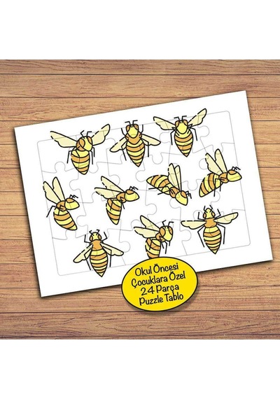 Sevimli Çalışkan Arılar Çocuklara Özel Puzzle Yapboz Tablo-210pz