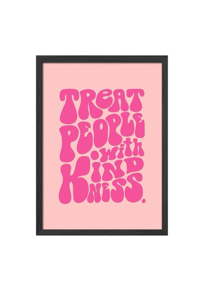 Motto Söz Doğal Ahşap Çerçeveli Poster, Dekoratif Pembe Duvar Tablosu